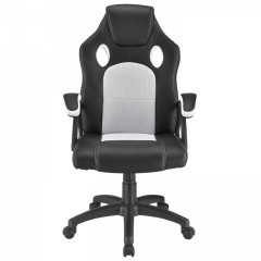 Scaun de birou Racing design | alb-negru č.1