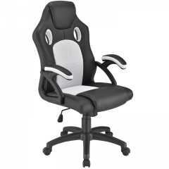 Scaun de birou Racing design | alb-negru č.2