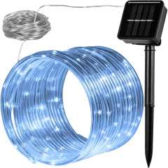 Furtun luminos solar 100 LED | alb rece č.1