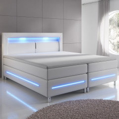Pat Box Spring Norfolk cu iluminare LED 140 x 200 cm | alb