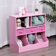 Dulap de depozitare cu compartimente, pentru copii | roz