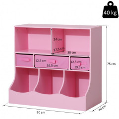 Dulap de depozitare cu compartimente, pentru copii | roz č.3