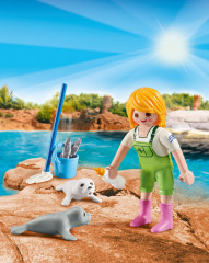 Playmobil 9418 Pușculița Ou - Îngrijitoare zoo cu pui de foca