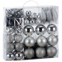 Decorațiuni de Crăciun Set 103 bucăți | argintiu