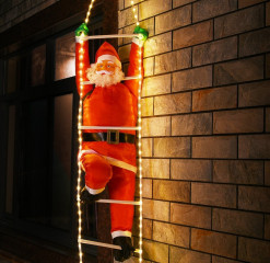 Moș Crăciun pe scară 48 LED | 90 cm