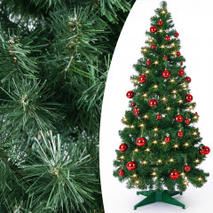 Arbore de Crăciun, artificial Pop-Up inclusiv decorațiuni și iluminare LED 150 cm | verde
