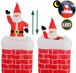 Decorații gonflabile de Crăciun - Coș de fum cu Moș Crăciun | 178 cm