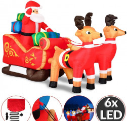 Moș Crăciun, gonflabil, cu sanie și iluminare LED | 240 cm č.2