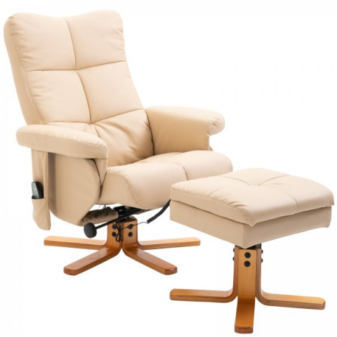 Fotoliu de masaj Scott cu taburet pentru picioare | bej č.6