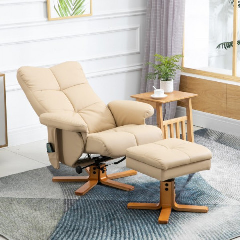 Fotoliu de masaj Scott cu taburet pentru picioare | bej č.4