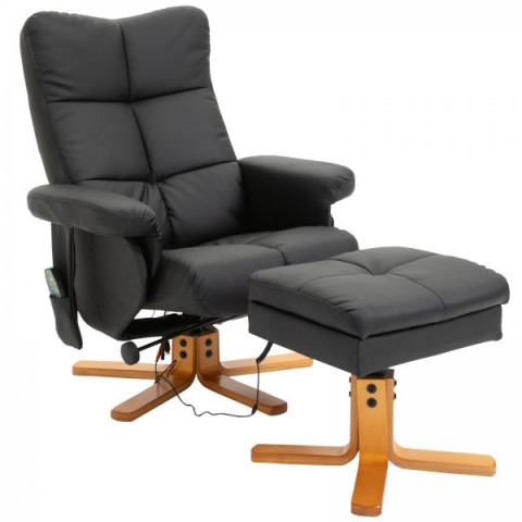 Fotoliu de masaj Scott cu taburet pentru picioare | negru č.5