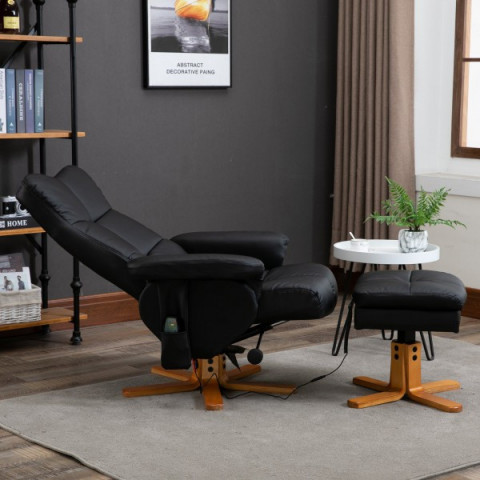 Fotoliu de masaj Scott cu taburet pentru picioare | negru č.3