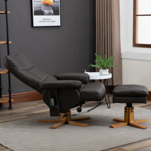 Fotoliu de masaj Scott cu taburet pentru picioare | maro č.5