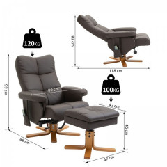 Fotoliu de masaj Scott cu taburet pentru picioare | maro č.3