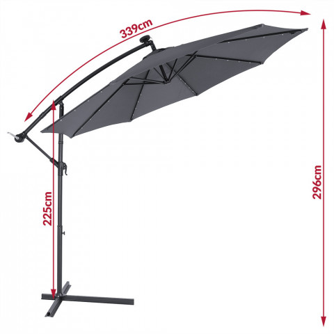 Umbrelă de grădină cu iluminare LED și picior lateral  Ø 330 cm | gri č.6