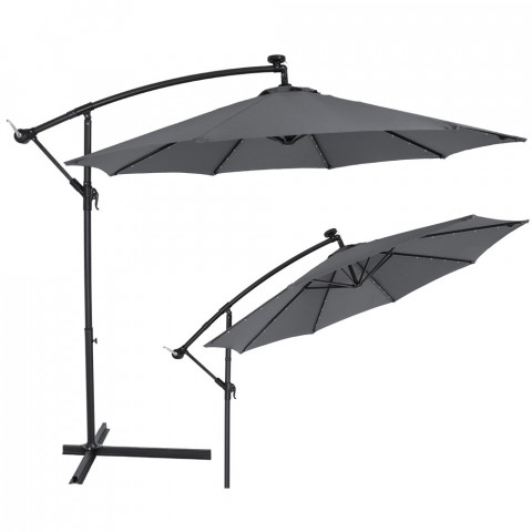 Umbrelă de grădină cu iluminare LED și picior lateral  Ø 330 cm | gri č.2