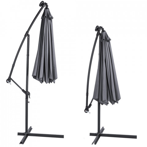 Umbrelă de grădină cu iluminare LED și picior lateral  Ø 330 cm | gri č.5