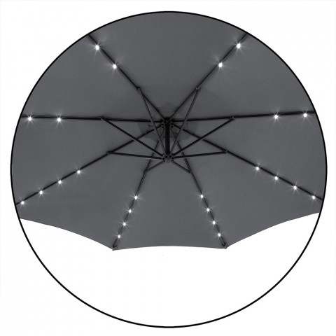 Umbrelă de grădină cu iluminare LED și picior lateral  Ø 330 cm | gri č.7