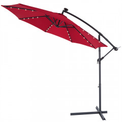 Umbrelă de grădină cu iluminare LED și picior lateral  Ø 330 cm | roșu închis