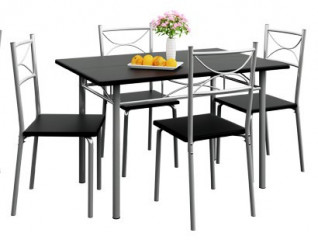Set masă și scaune Berlín 1+4 | negru Set masă și scaune Berlín 1+4 | negru