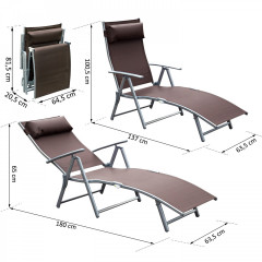 Șezlong de grădină pliabil cu pernă | maro č.2