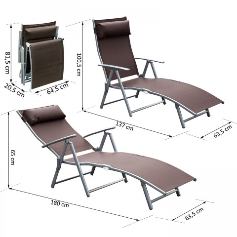 Șezlong de grădină pliabil cu pernă | maro č.2