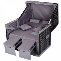 Set mobilier de lux din poliratan cu parasolar rabatabil | gri č.3