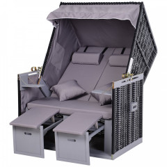 Set mobilier de lux din poliratan cu parasolar rabatabil | gri č.2