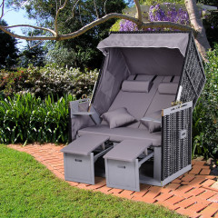 Set mobilier de lux din poliratan cu parasolar rabatabil | gri č.1