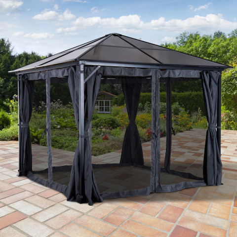 Pavilion de lux cu acoperiș solid 300 x 300 x 265 cm | gri închis č.2