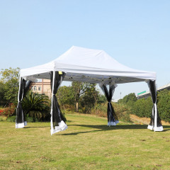 Pavilion de grădină 4,5 x 3 m cu pereți laterali (plasă anti insecte) | alb č.1