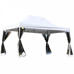 Pavilion de grădină 4,5 x 3 m cu pereți laterali (plasă anti insecte) | alb č.2