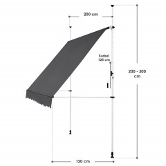 Marchiză retractabilă 200 x 120 cm | gri č.3