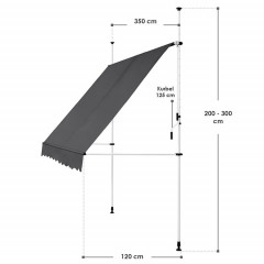 Marchiză retractabilă 350 x 120 cm | gri č.3