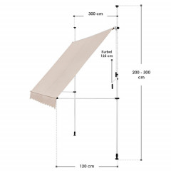 Marchiză retractabilă 300 x 120 cm | bej č.3