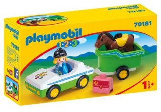 Playmobil 1.2.3 70181 Mașină cu transport de cai č.1
