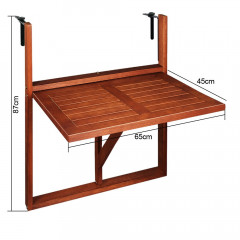  Masă de balcon suspendată | lemn de salcâm č.3