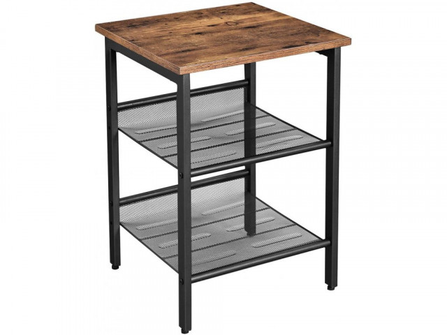 Masă laterală rustică cu rafturi | 40 x 40 x 55 cm č.2