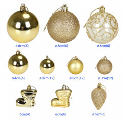 Ornamente de Crăciun 102 bucăți | auriu č.3
