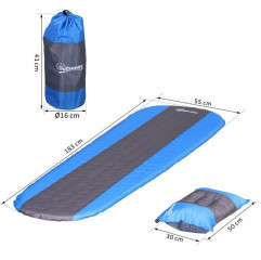 Saltea camping autogonflabilă cu pernă 185 x 55 x 3 cm | albastru-gri č.3