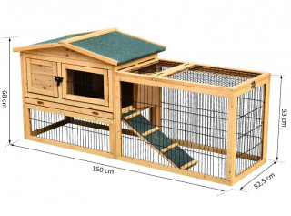 Cușcă pentru iepuri și alte animale, cu două niveluri, lemn | 150 x 68 x 52,5 cm č.3