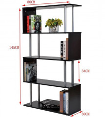 Bibliotecă - raft separator perete 80 x 30 x 145 cm | negru č.3