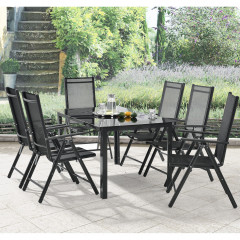 Set mobilă de grădină din aluminiu Milano | masă + 6 scaune, gri închis
