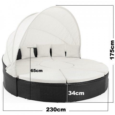 Șezlong de lux din poliratan Tiffany 230 cm | negru č.4