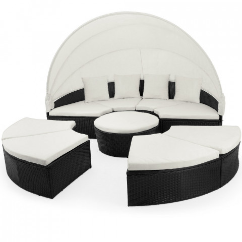 Șezlong de lux din poliratan Tiffany 230 cm | negru č.3