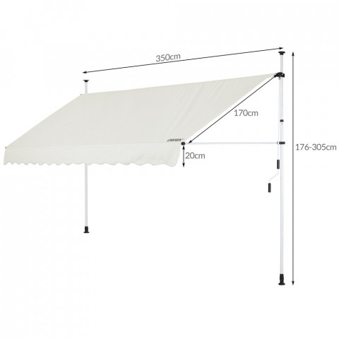 Copertină retractabilă 350 x 176-305 cm | bej č.4