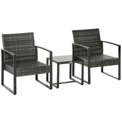 Set mobilier de exterior cu perne 3 piese | gri č.2