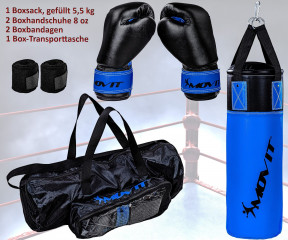 Set sac de box 5,5 kg cu mănuși și accesorii, pentru copii | negru-albastru č.3