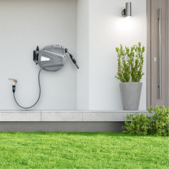 Tambur furtun retractabil automat cu montaj pe perete Flowwater 20m | gri č.2