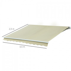 Marchiză/Copertină retractabilă manuală cu braț articulat 3 x 2,5 m | bej č.2